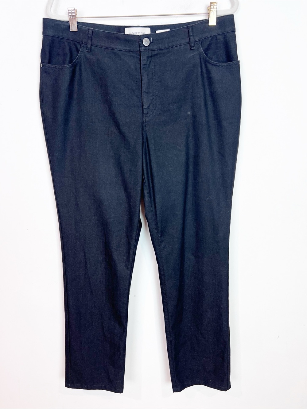 LAFAYETTE 148 THOMPSON BLACK STRAIGHT LEG JEANS WOMENS SZ 14